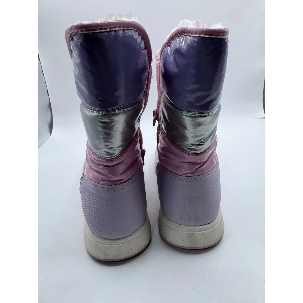 Wonder Nation 5 Purple Snow Boots Kids Faux Fur Lined Metallic Winter